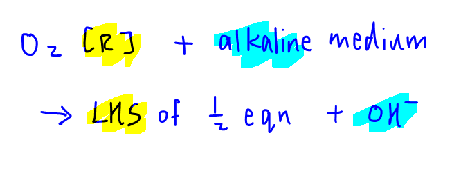 2017 A Level H2 Chemistry P1 Q30 choosing reduction of O2 in alkaline medium