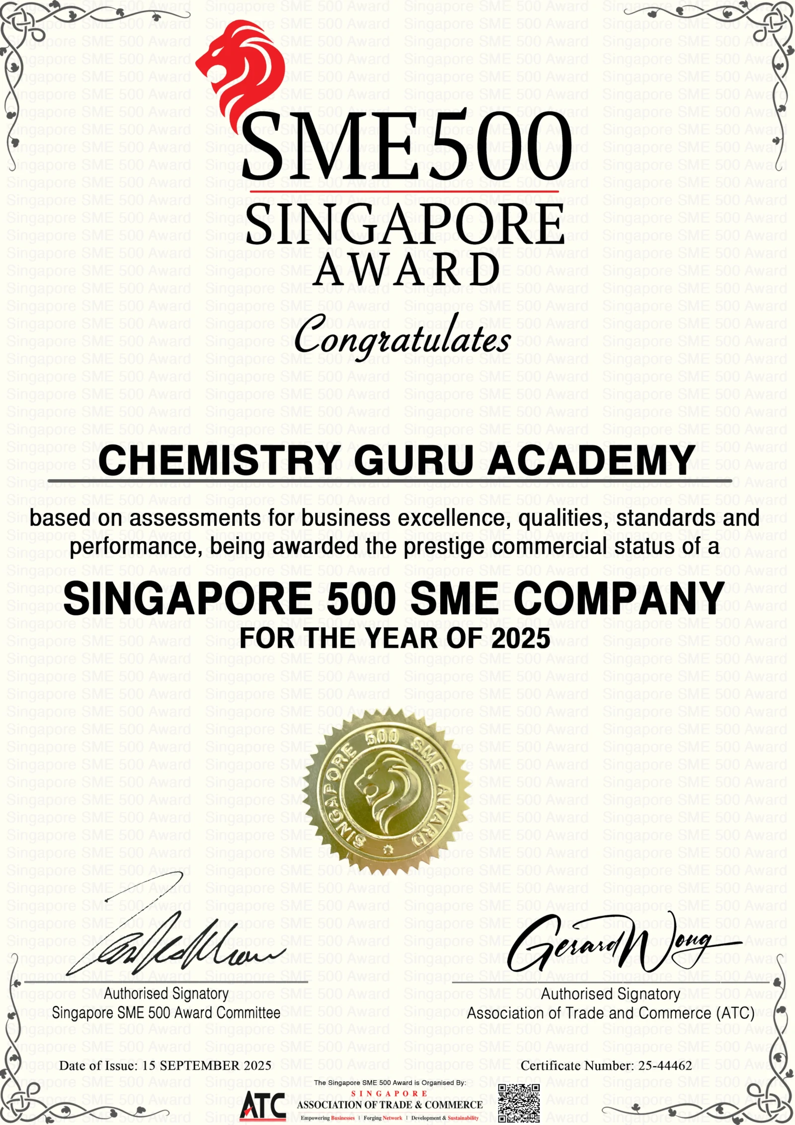 SG SME500 Award 2025