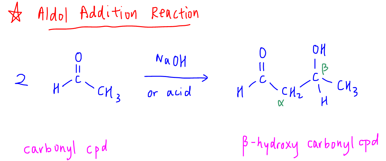 aldol addition reaction equation