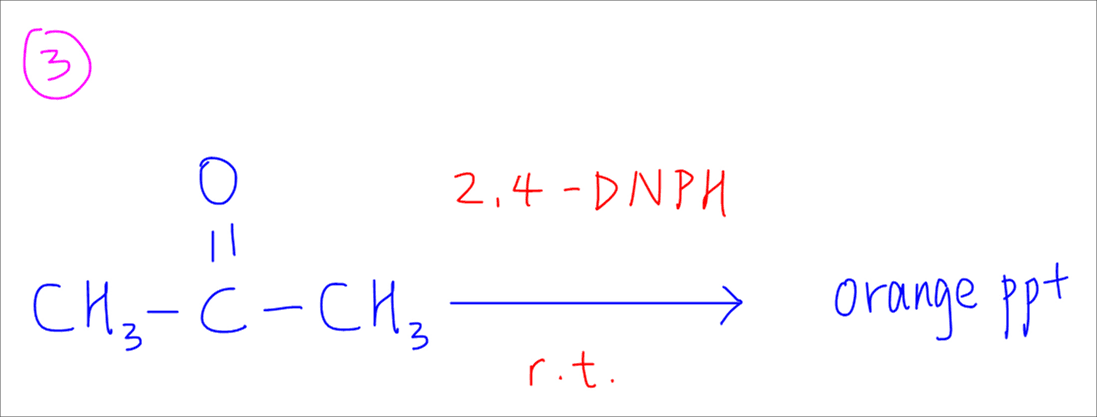 condensation of ketone to form orange ppt