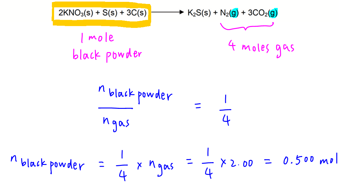 mass of black powder alternate mole ratio