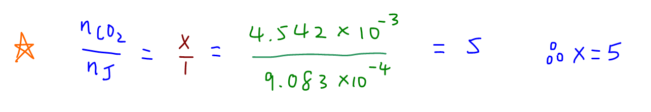 mole concept worked example alcohol J solve for x