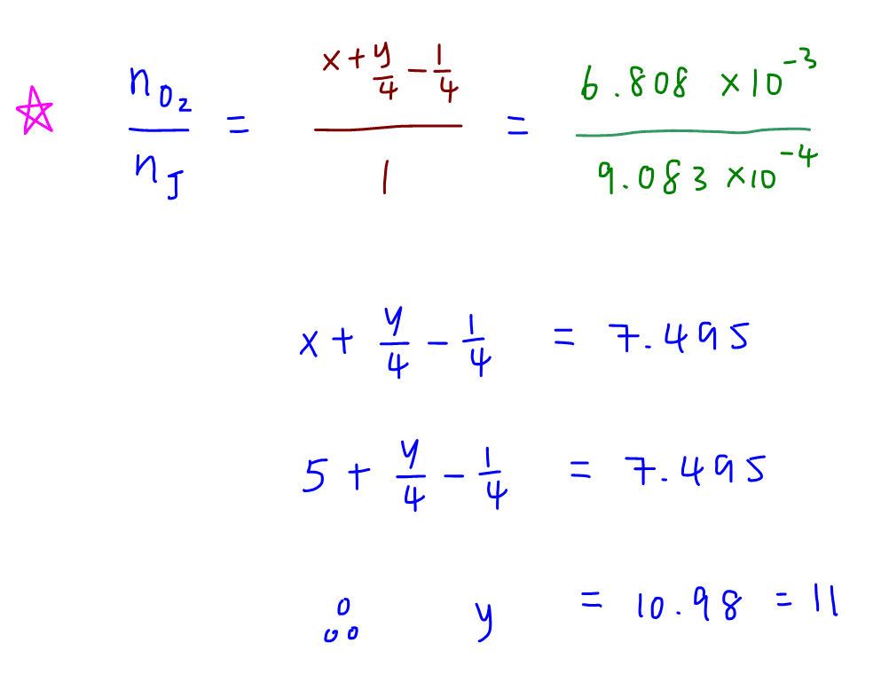 mole concept worked example alcohol J solve for y