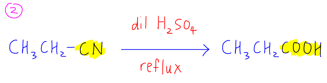 acidic hydrolysis of nitrile to form carboxylic acid